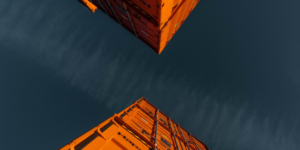 two orange 40' shipping containers