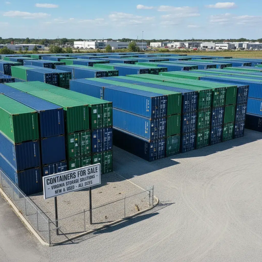 Shipping containers for sale at K & K International Virginia yard